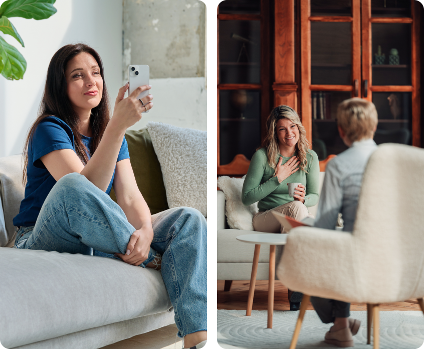Relaxed conversation over coffee at home